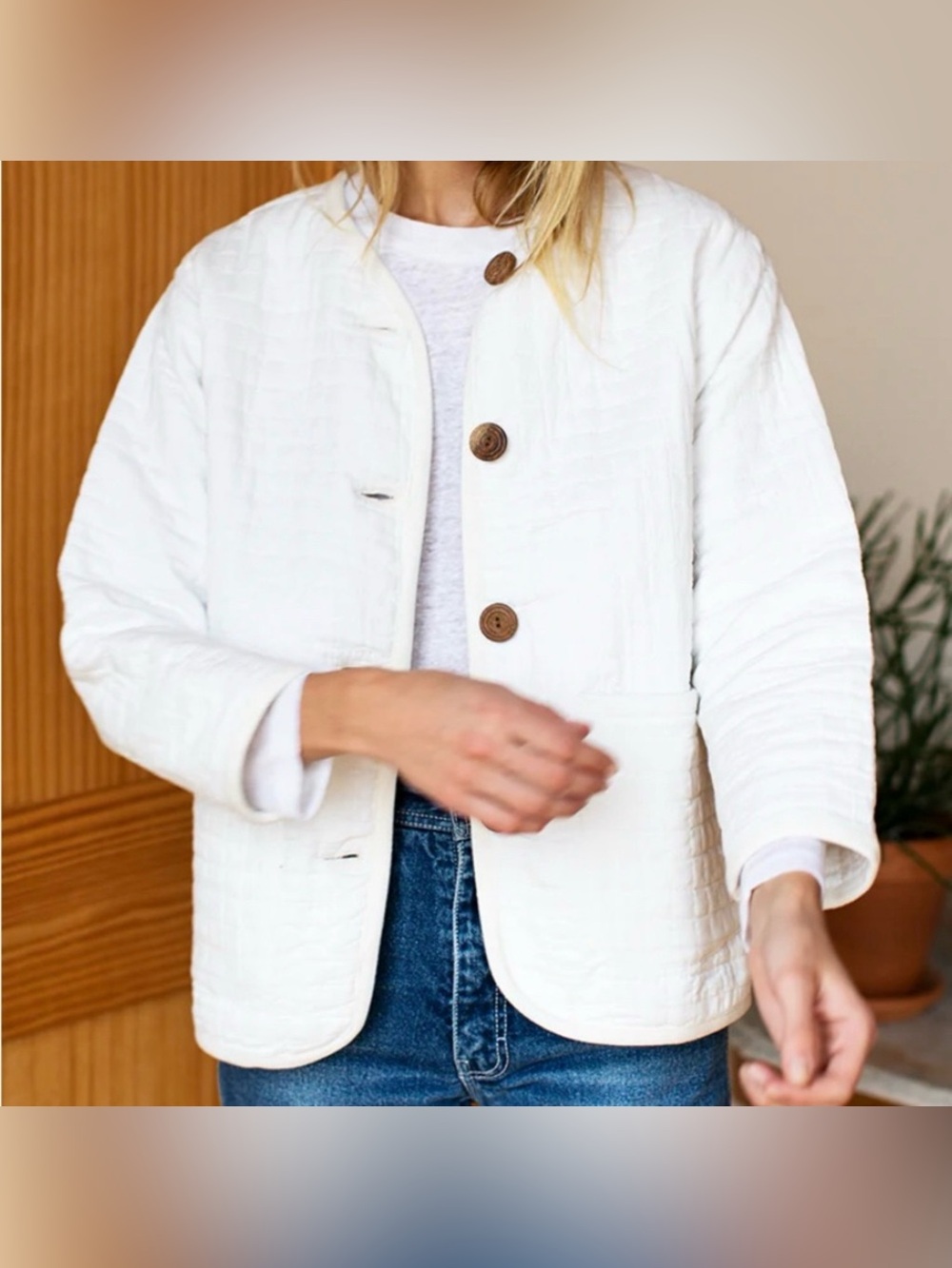 Emerson Fry INDIA QUILTED JACKET-CLOUD WHITE ORGANIC